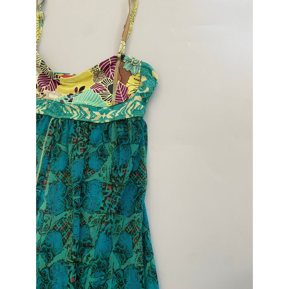 Maaji Teal Printed Midi Dress with Floral Bust - Picture 11 of 15
